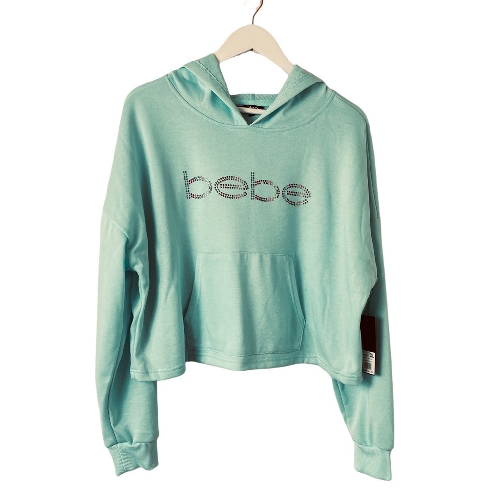 bebe Sports Nail Head Po Hoodie Sweat Top.  Green. Sz XL